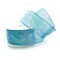 2 1/2" Wired Ribbon Sheer Ombre Glitter Diamond Mesh - Blue - 10 Yards